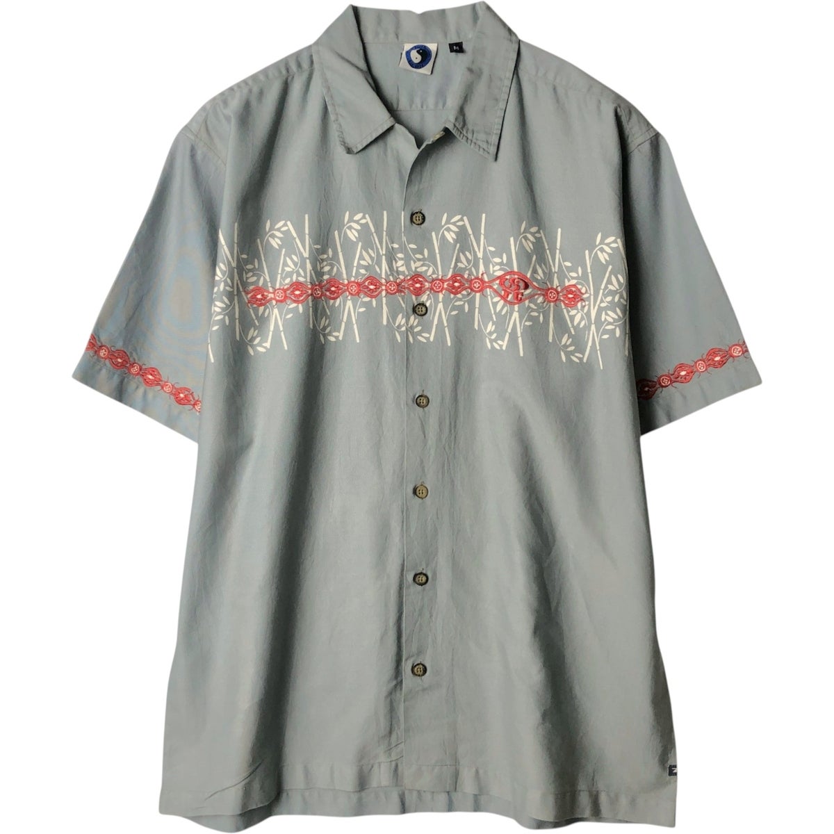 【人気】ステューシー レーヨン オープンカラー アロハシャツ 古着 ステューシー STUSSY 総柄 リーフ柄 オープンカラー レーヨン