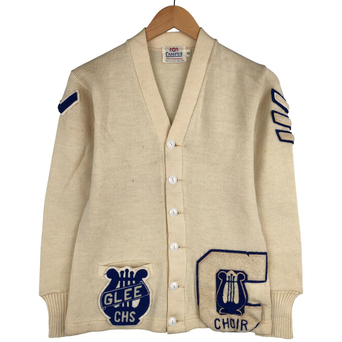 古着 60～70年代 CAMPUS ウールニットカーディガン USA製 メンズM相当