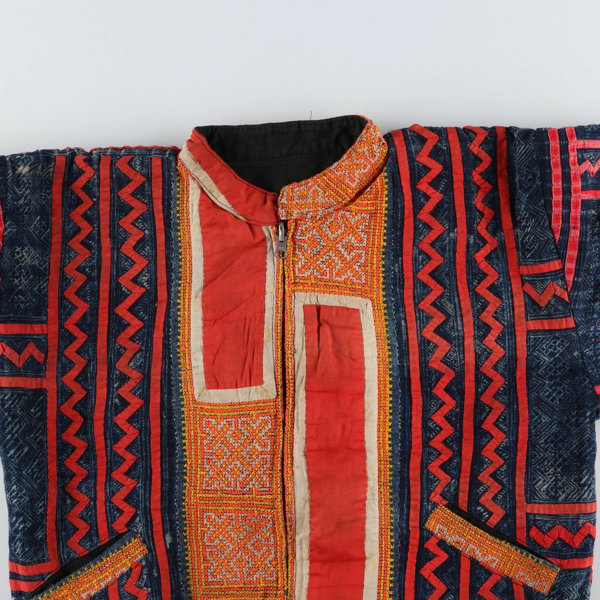 古着 民族柄 エスニック柄 モン族 リバーシブル ジップアップ