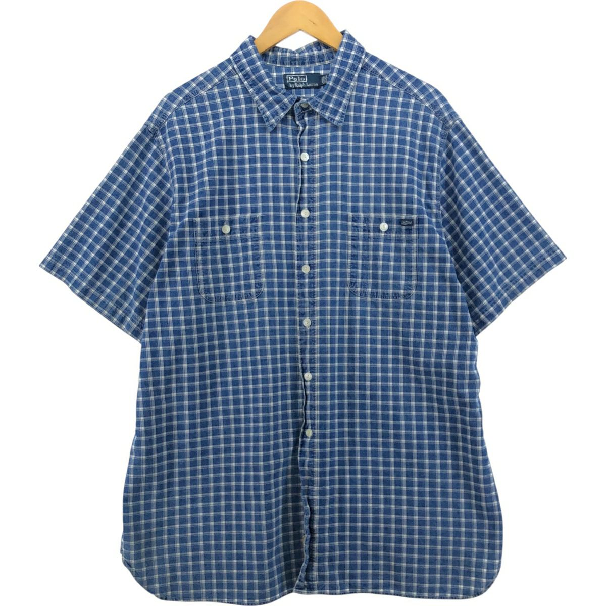 90s Ralph Lauren GREGGOR チェックシャツ ライトブルー 古着 ラルフローレン Ralph Lauren POLO by Ralph Lauren GREGGOR 半袖