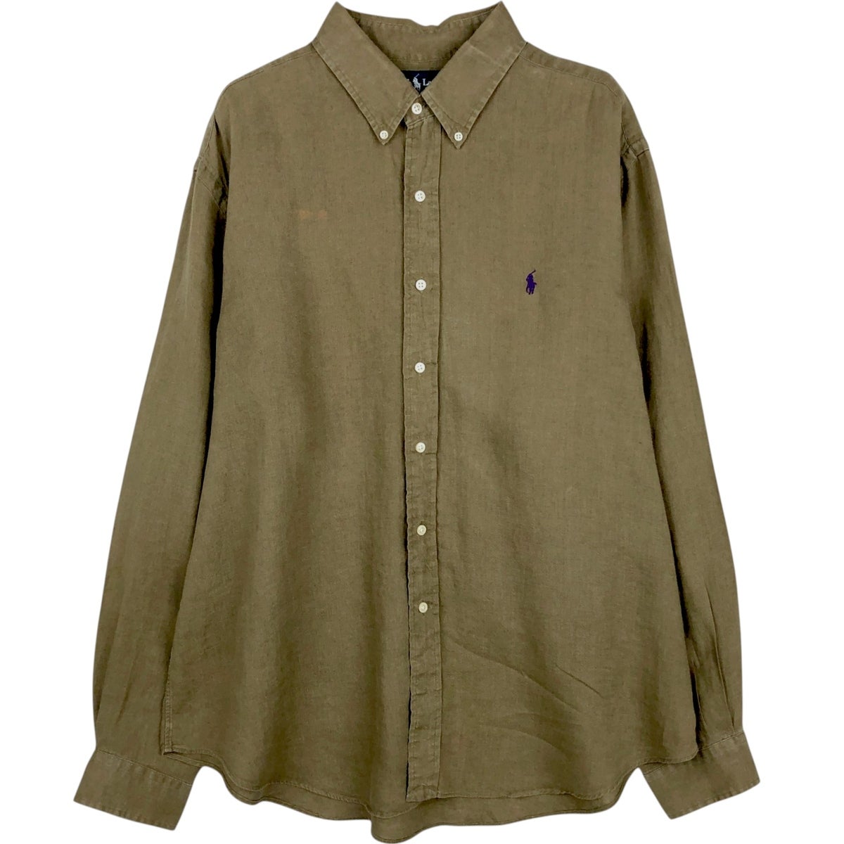 古着 ラルフローレン Ralph Lauren 長袖 リネン ボタンダウンシャツ
