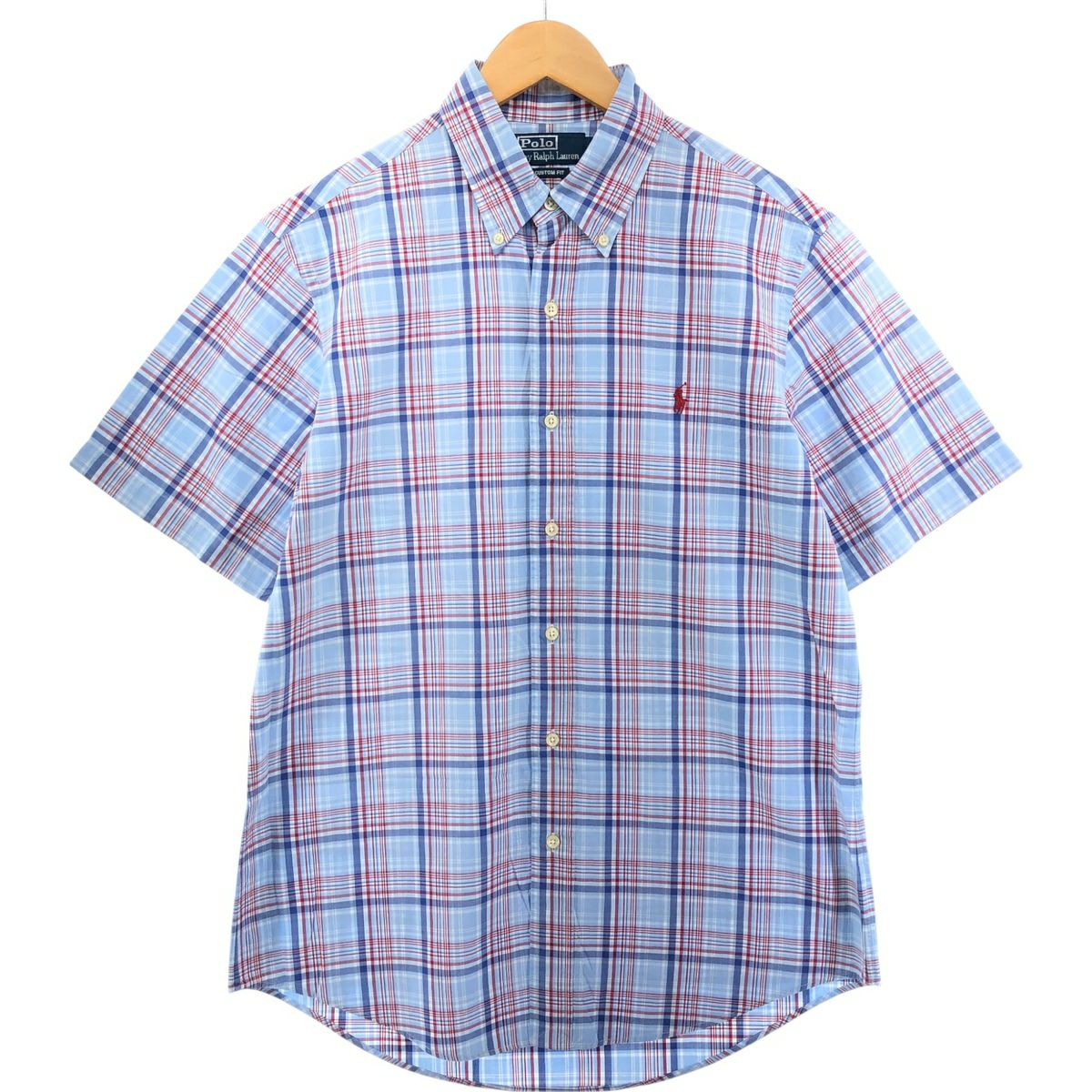 古着 ラルフローレン Ralph Lauren CUSTOM FIT マドラスチェック 長袖