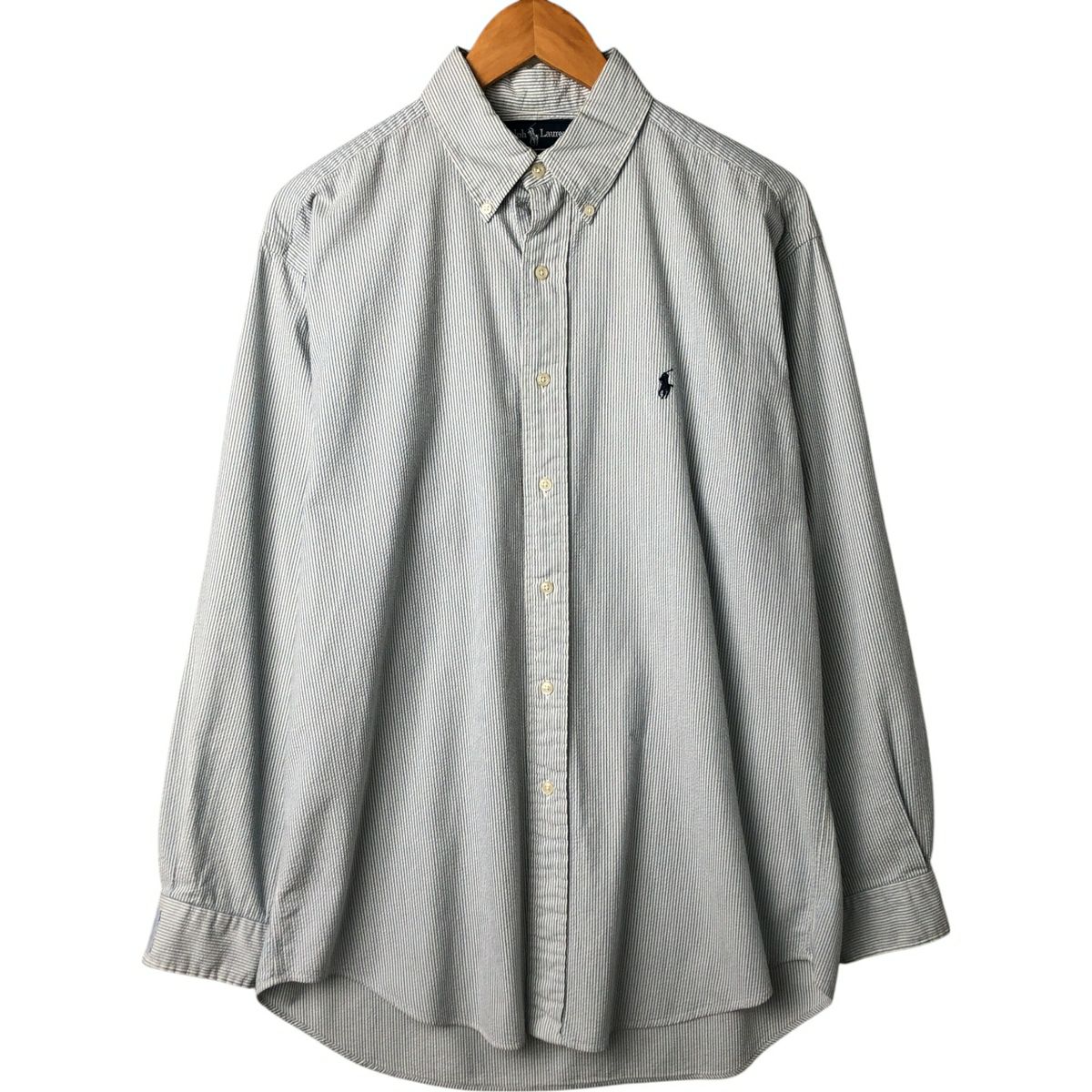 古着 ラルフローレン Ralph Lauren BLAKE シアサッカー 長袖 ボタン