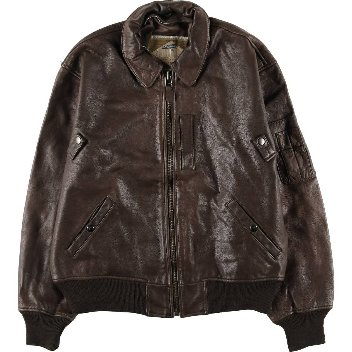 古着 シェビニオン CHEVIGNON レザーフライトジャケット メンズL相当