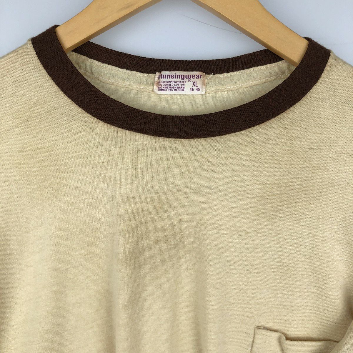 古着 80年代 Munsingwear 無地ポケットロングTシャツ ロンT メンズXL