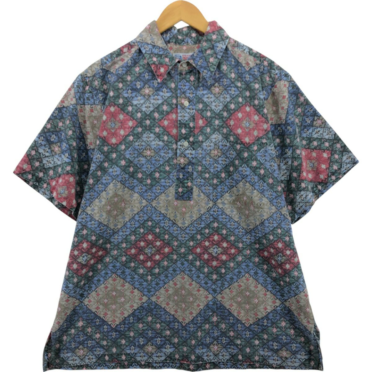 古着 ヴァンヒューゼン VAN HEUSEN 総柄 オープンカラー ハワイアン