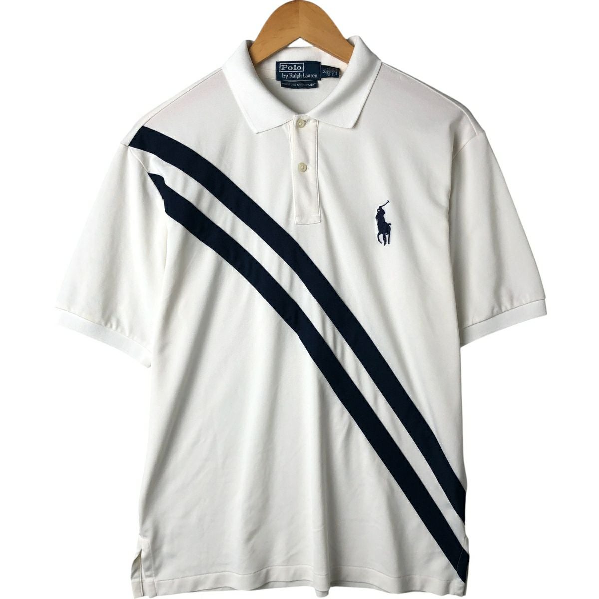 【古着】PolobyRalphLaurenビッグポニー3半袖ポロシャツ黒×白 M 中古・古着通販】POLO RALPH LAUREN (ポロ・ラルフローレン) ビッグ