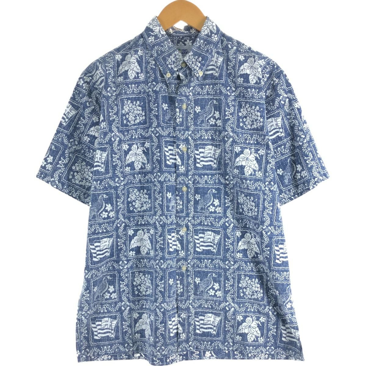 reyn spooner プルオーバーアロハシャツ ハワイ製 USA製 金タグ 古着 80年代 レインスプーナー REYNSPOONER 金タグ ヌードタグ 総柄