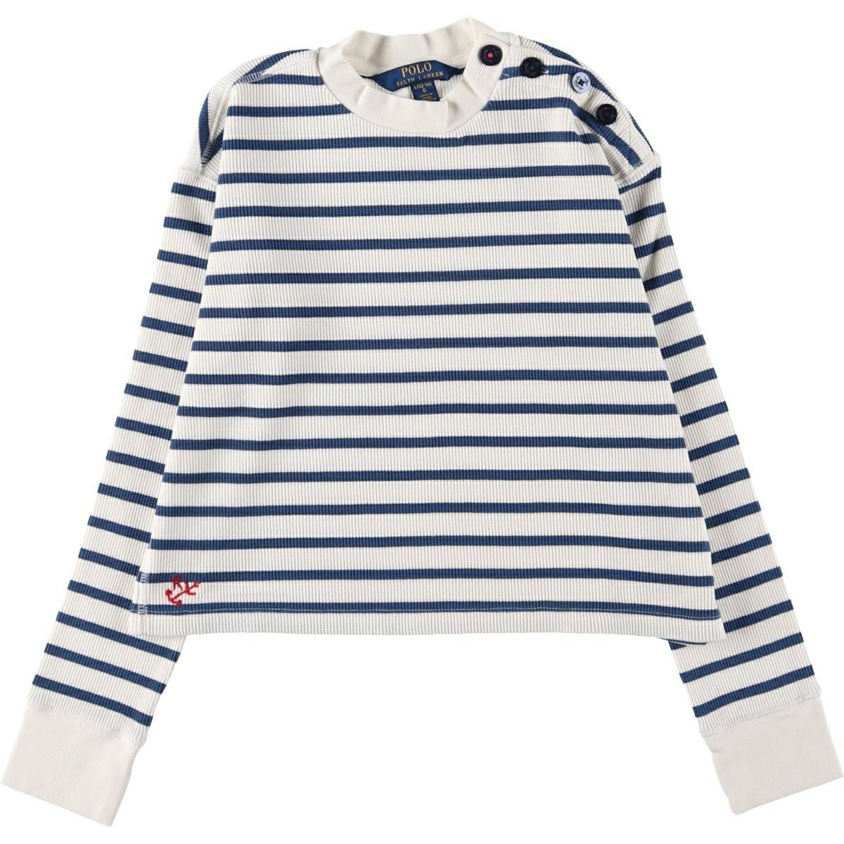 POLO RALPH LAUREN ボーダーサーマルロンT ワッフル 短丈 古着 ラルフローレン Ralph Lauren POLO RALPH LAUREN ボーダー柄
