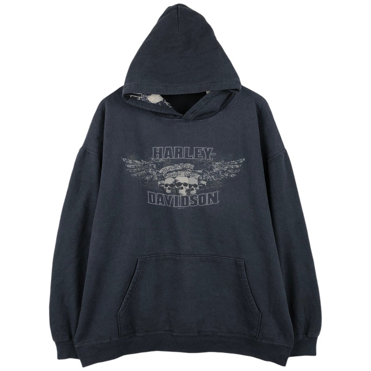 「3月期間中値下げ‼️」Harley-Davidson スカルデザイン パーカー 古着 ハーレーダビッドソン Harley-Davidson ドクロ柄 スカル柄 スカル