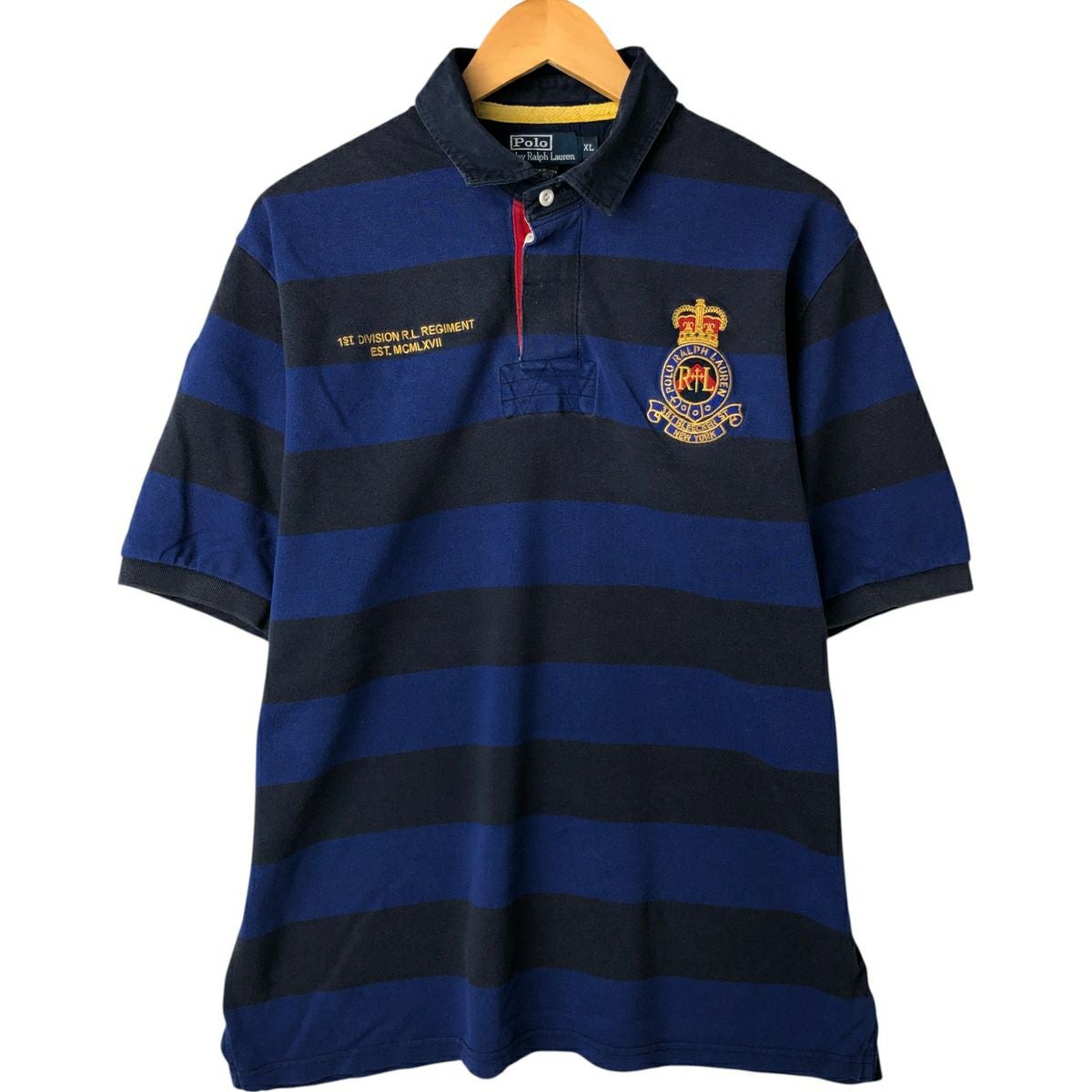 RALPH LAUREN 半袖ラガーシャツ 古着 ラルフローレン Ralph Lauren POLO by Ralph Lauren ボーダー柄
