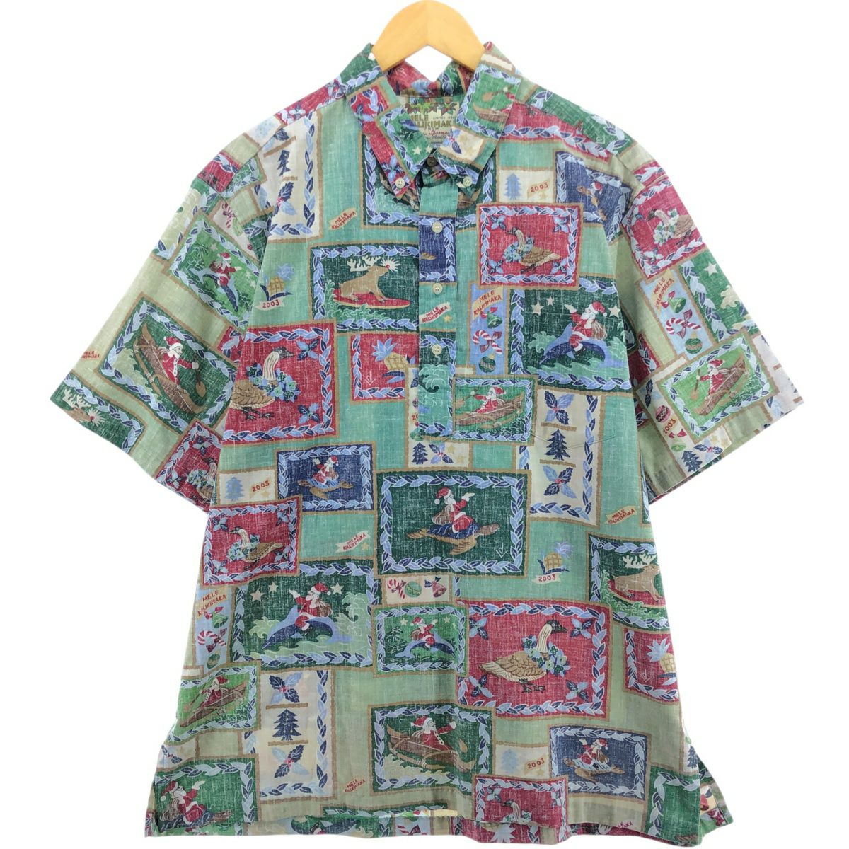 古着 レインスプーナー REYNSPOONER MELE KALIKIMAKA クリスマス限定モデル 総柄 オープンカラー ハワイアンアロハシャツ レディースM相当 /eaa577902 古着 レインスプーナー REYNSPOONER MELE KALIKIMAKA クリスマス限定