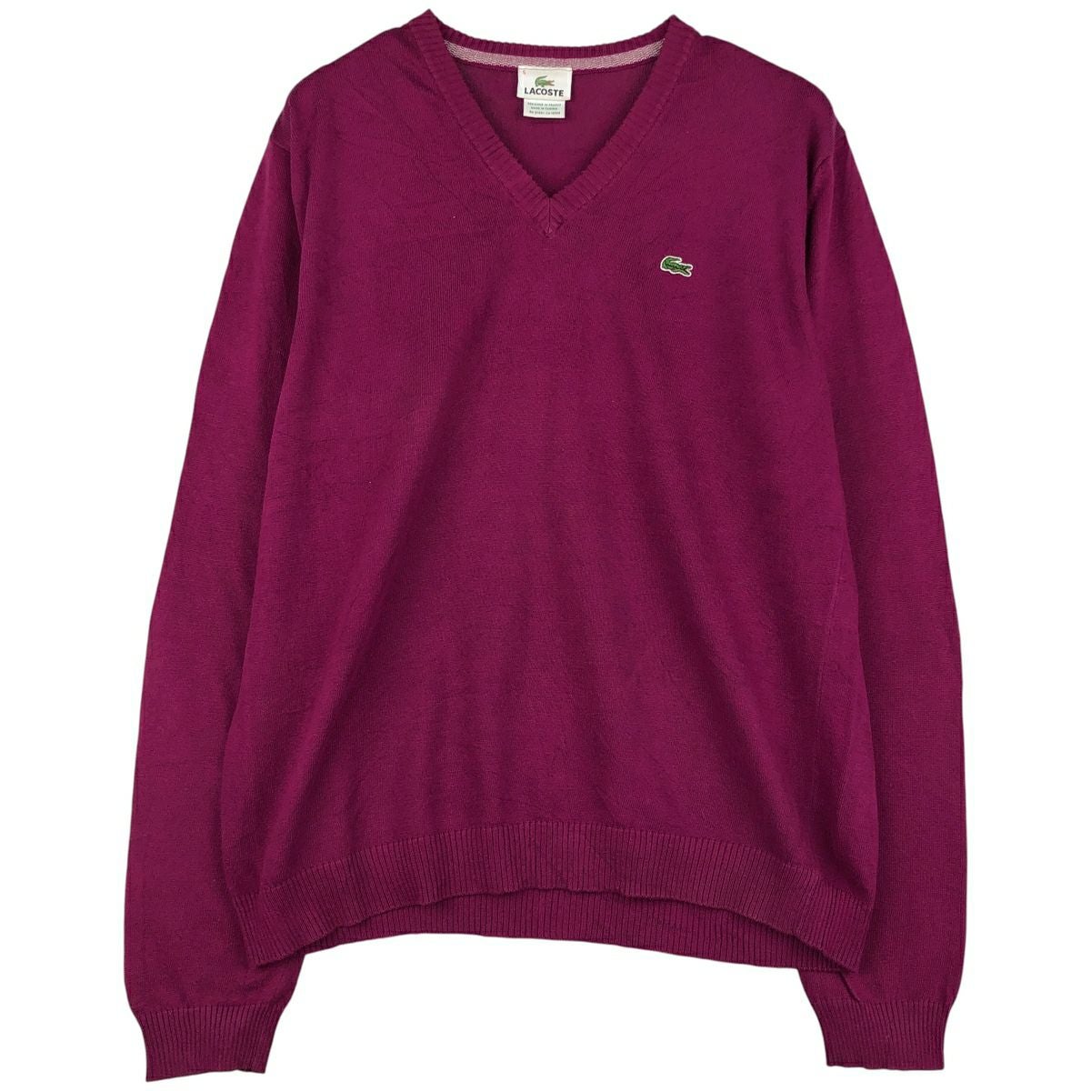 トップス 古着 ラコステ LACOSTE Vネック コットンニットセーター 4