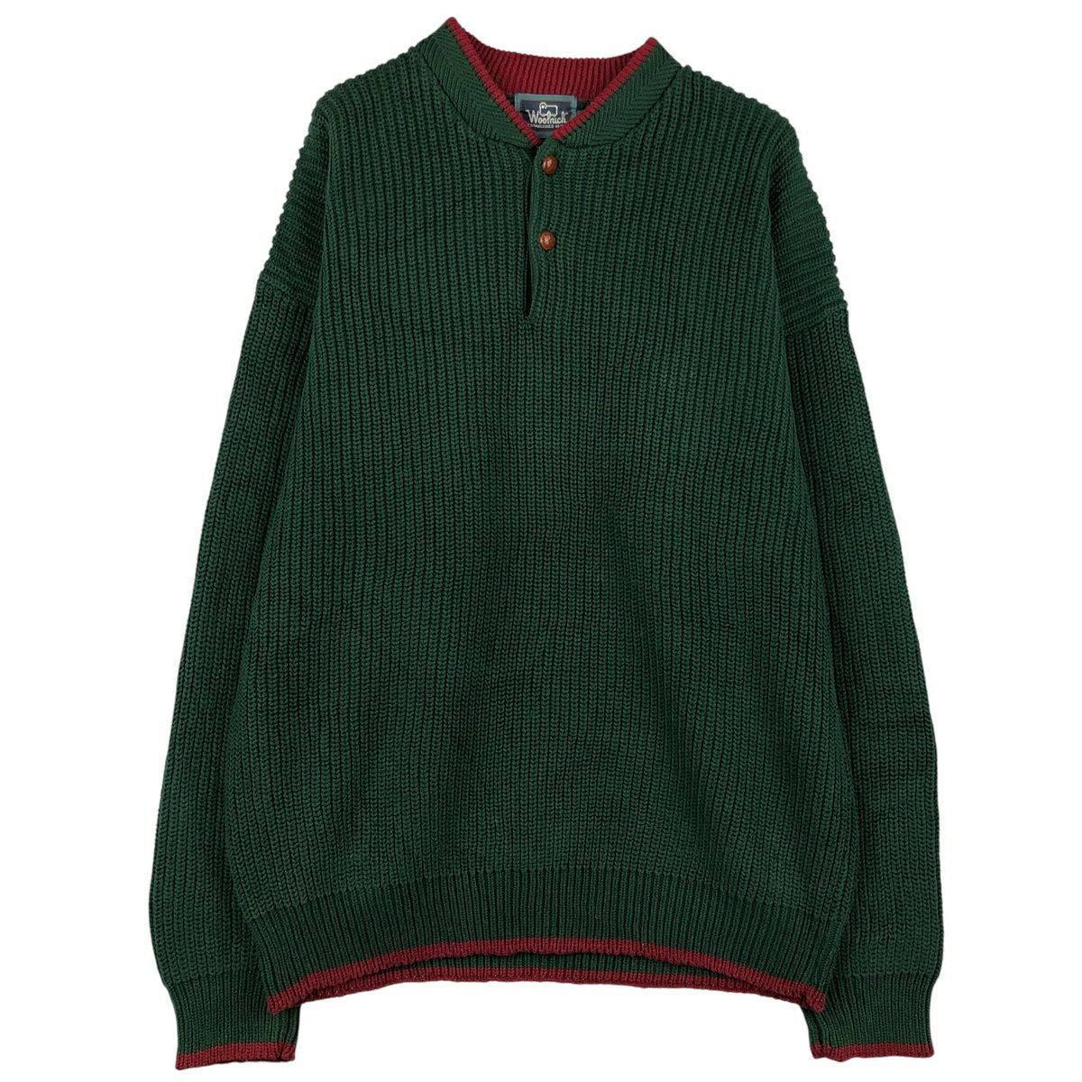 古着 90年代 ウールリッチ WOOLRICH リブ編み ヘンリーネック コットン