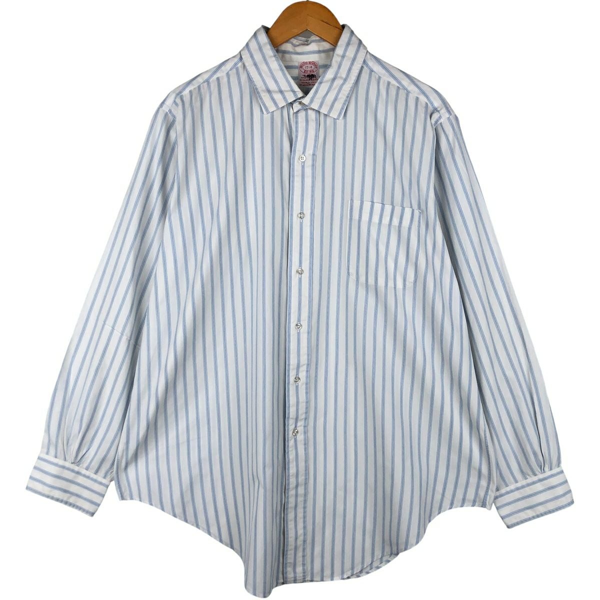 80s ブルックスブラザーズ ストライプ 長袖 クレリック シャツ レディース S 程 古着 Brooks Brothers MAKERS ヴィンテージ ラウンドカラー 極美品 BROOKS BROTHERS 長袖シャツ ストライプ レディース M