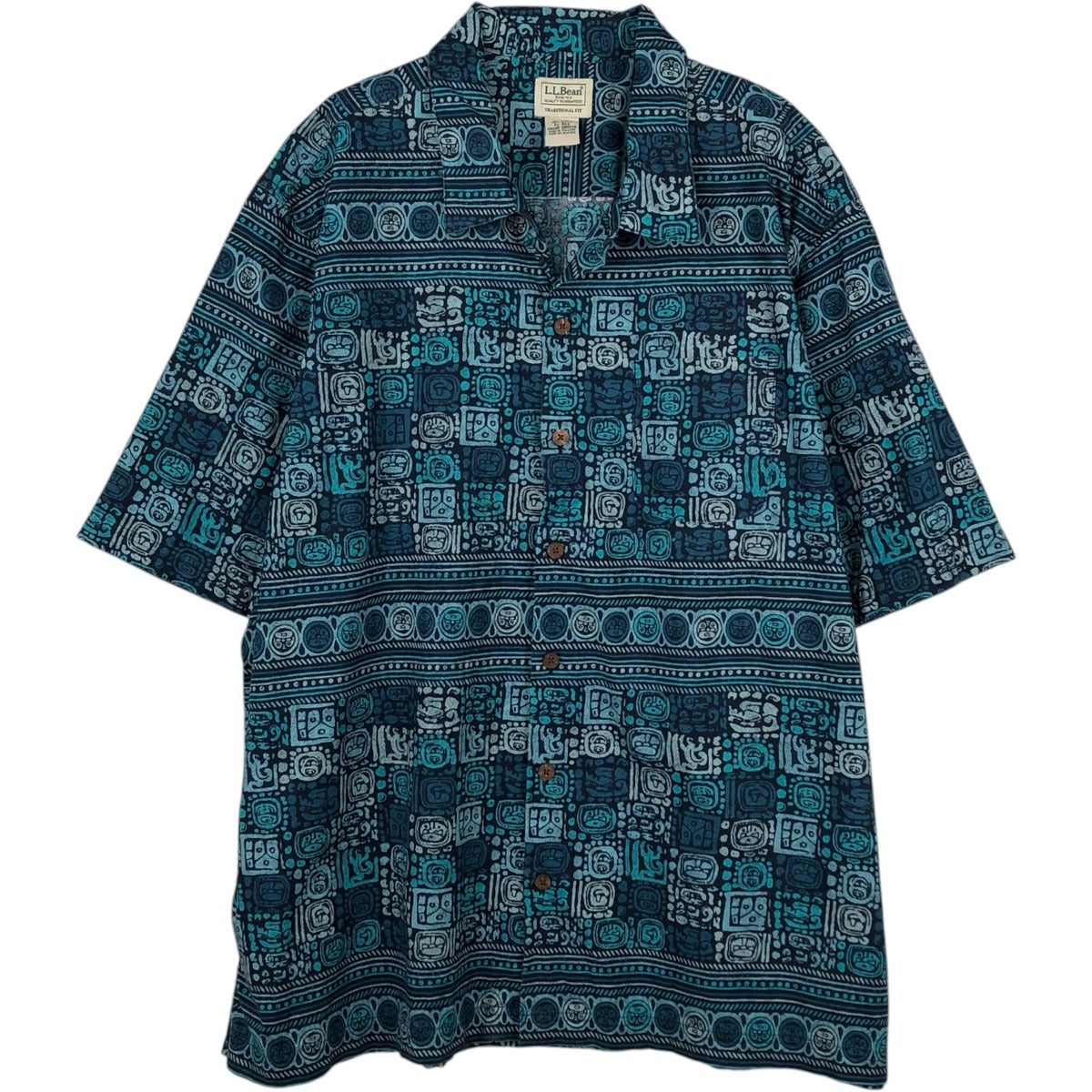 古着 90～00年代 エルエルビーン L.L.Bean 総柄 半袖 オープンカラー