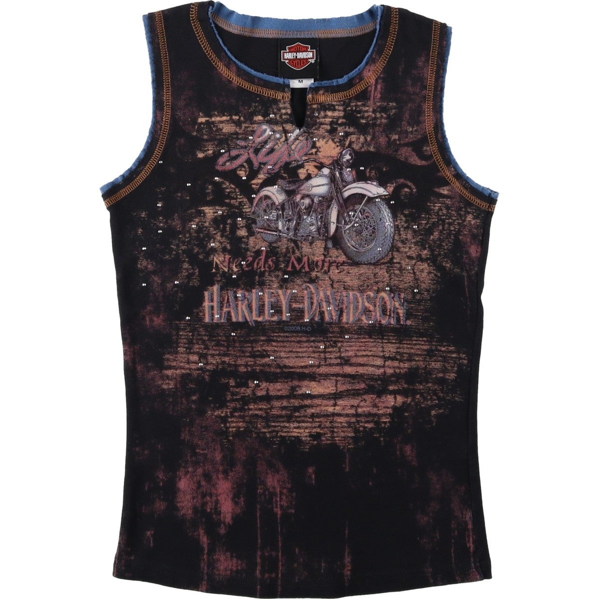 古着 ハーレーダビッドソン Harley-Davidson タイダイ柄 ライン