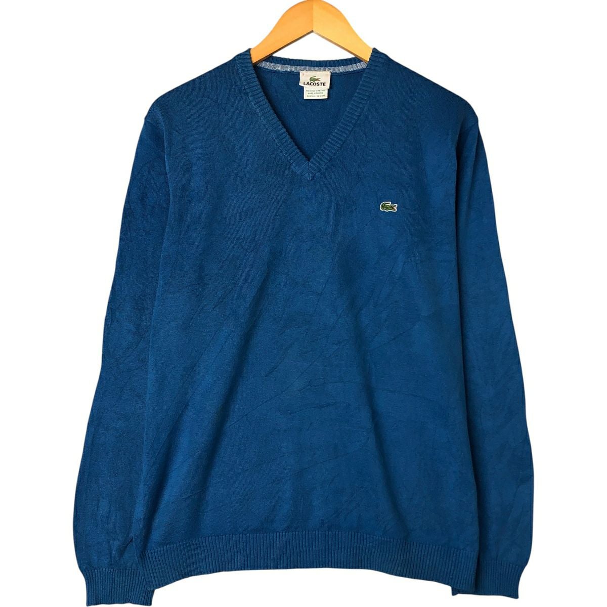 古着 ラコステ LACOSTE フランス企画 リブ編み Vネック ニットセーター