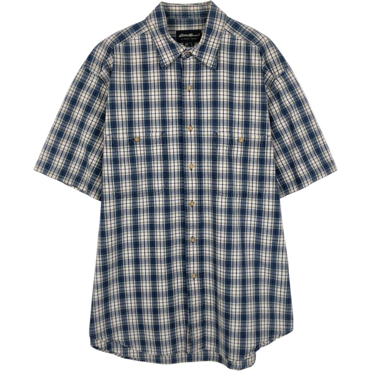 古着 エディーバウアー Eddie Bauer シャンブレー 半袖 リネンシャツ