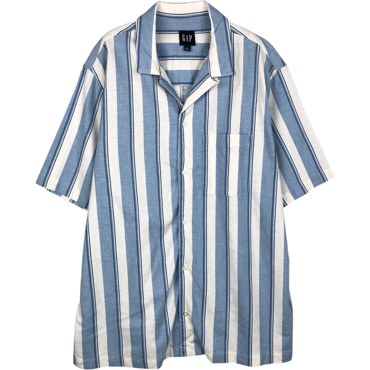 古着 ギャップ GAP 半袖 オープンカラー リネンシャツ ボックスシャツ
