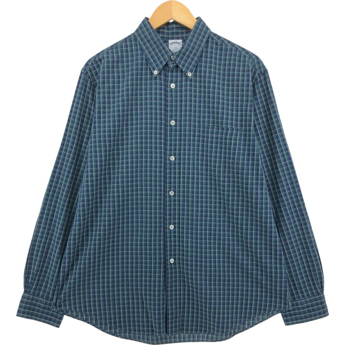 古着 ブルックスブラザーズ Brooks Brothers Est.1818 ワイドカラー 長袖 コットンチェックシャツ メンズL相当 /eaa566045 古着 ブルックスブラザーズ Brooks Brothers Est.1818 ワイドカラー