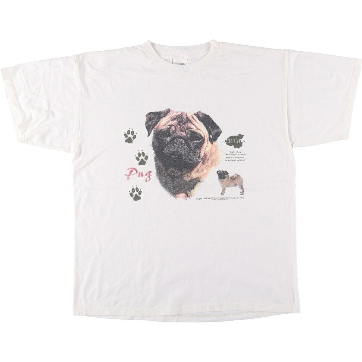 古着 90年代 タルテックス TULTEX 犬柄 PUG パグ アニマルTシャツ