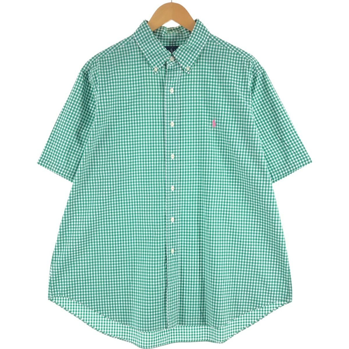 古着 ラルフローレン Ralph Lauren マドラスチェック 半袖 ボタン