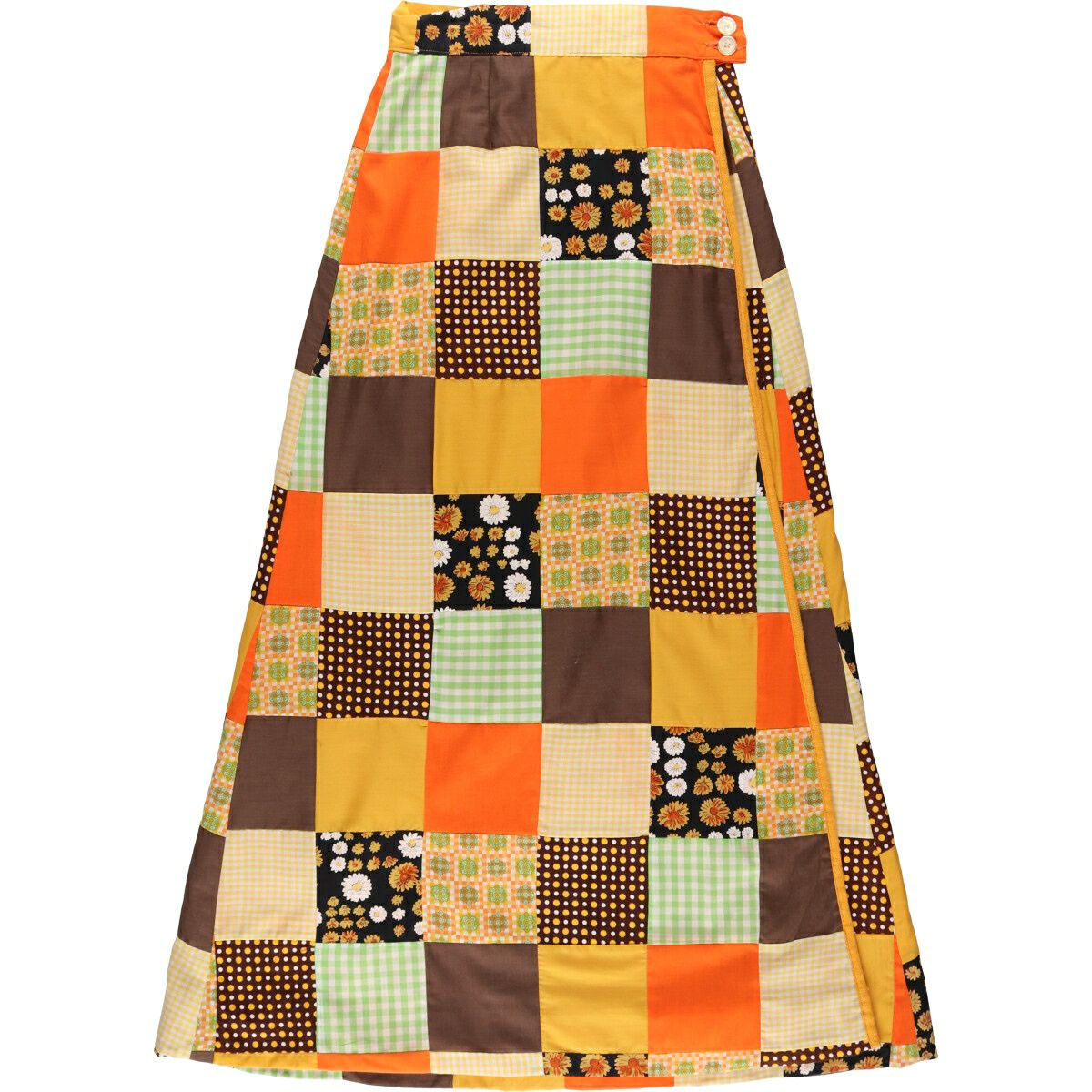 古着 PATCHWORKS BY SUSAN 総柄 パッチワーク マキシ丈 ラップ 巻き