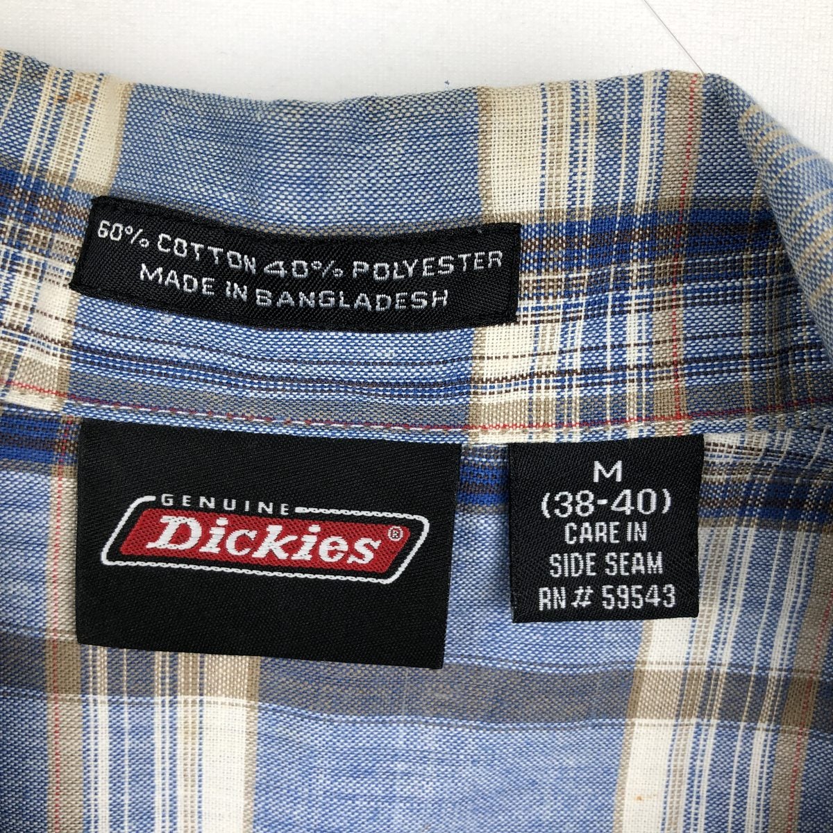 古着 ディッキーズ Dickies チェック柄 オープンカラー 半袖 ワーク