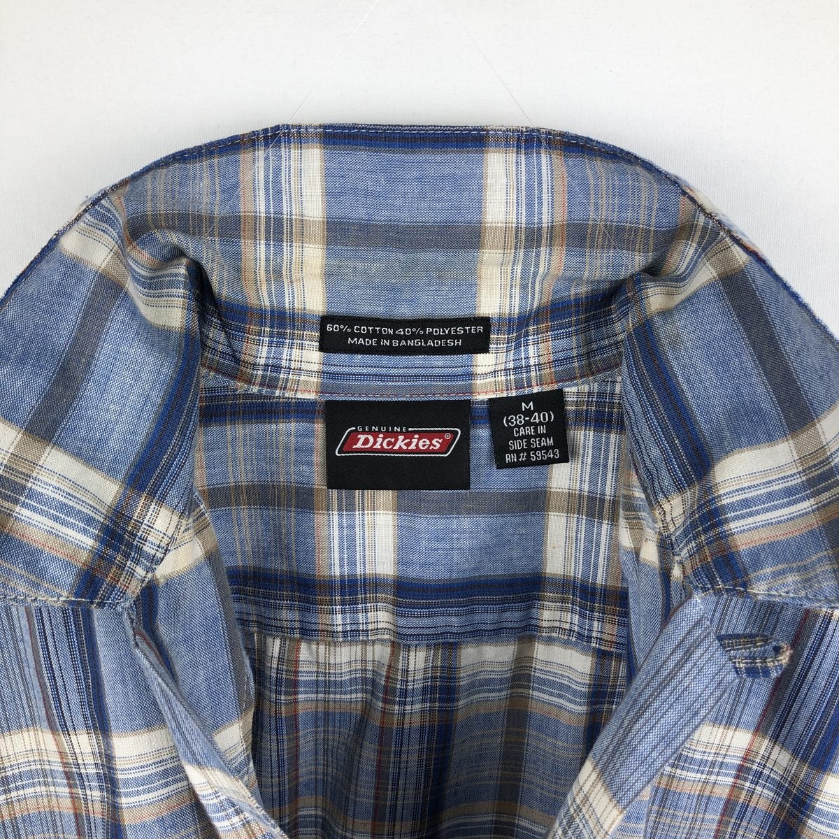 古着 ディッキーズ Dickies チェック柄 オープンカラー 半袖 ワーク