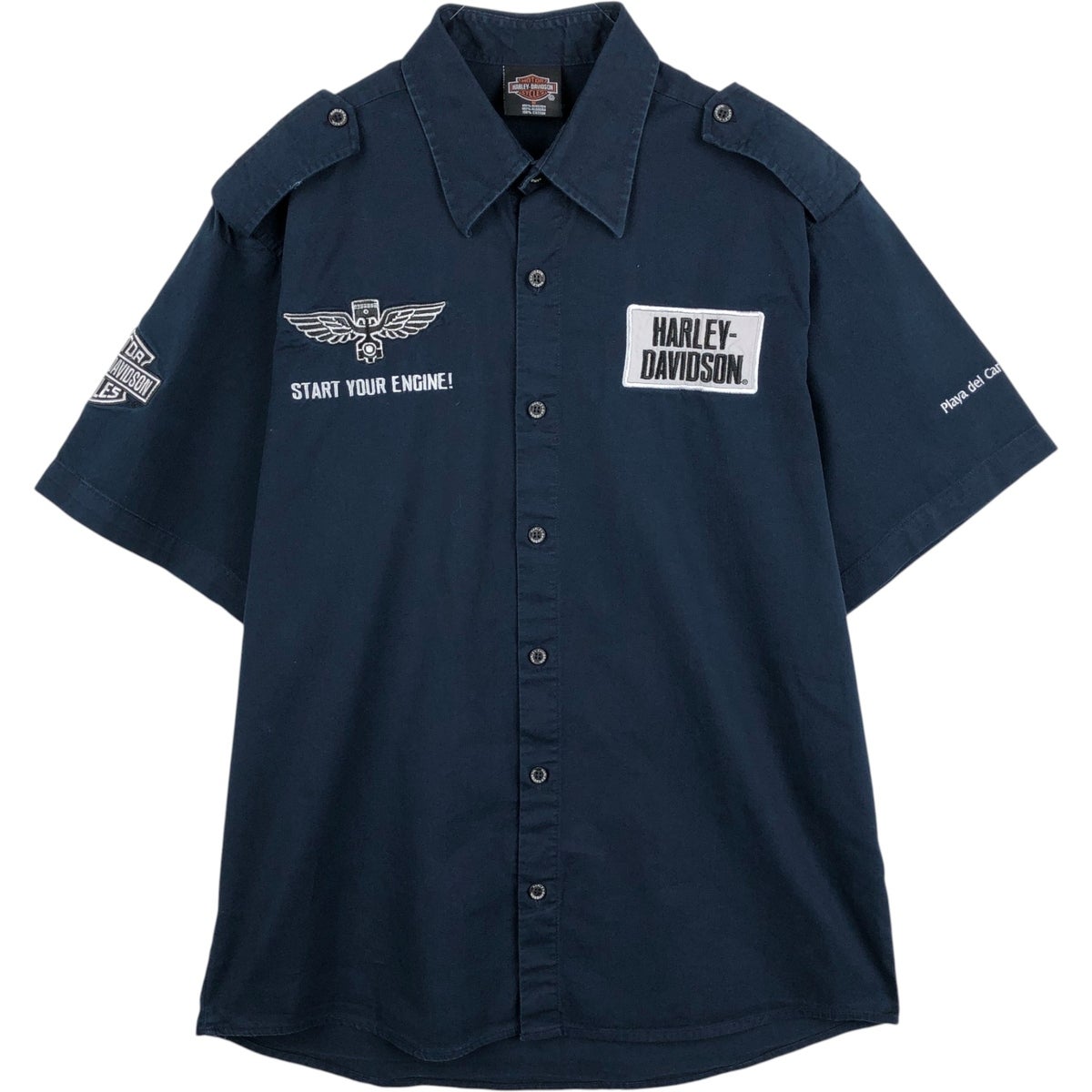 古着 ハーレーダビッドソン Harley-Davidson 半袖 オープンカラー
