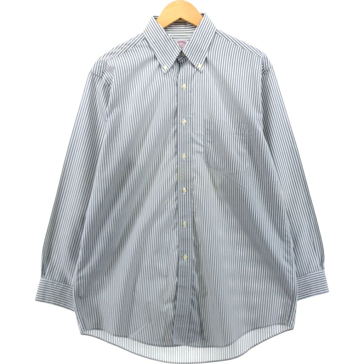 ブルックスブラザーズ　ストライプ　W36 L31 チャコールグレー　古着　ピン 古着 ブルックスブラザーズ Brooks Brothers 346 長袖 ボタンダウン