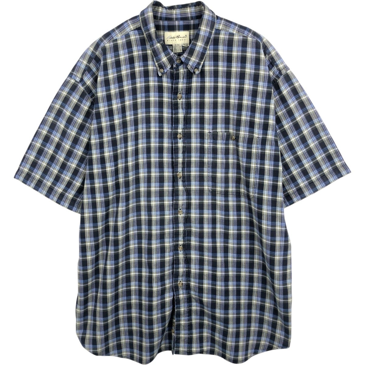 古着 70～80年代 エディーバウアー Eddie Bauer 黒タグ 半袖 ボタン