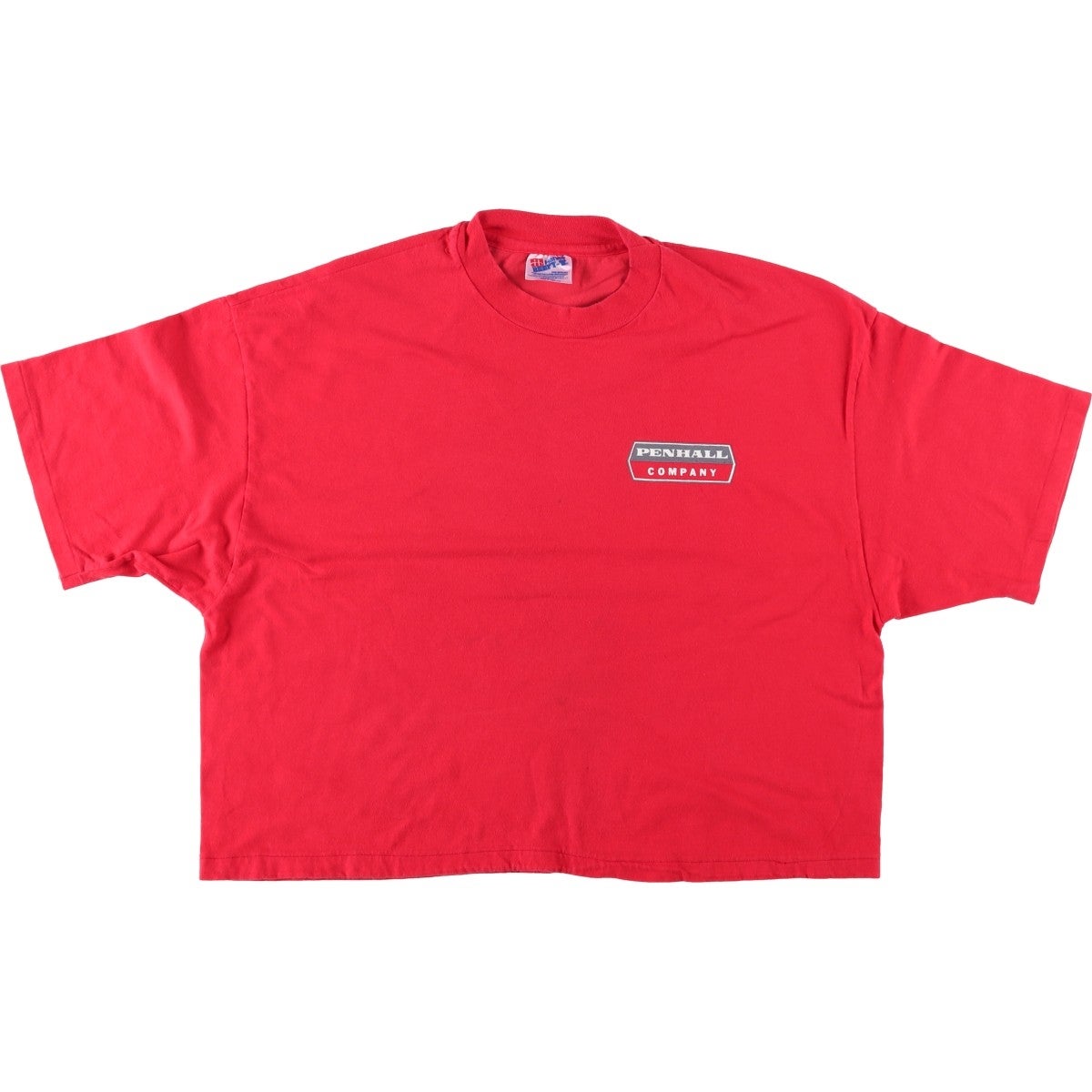 80s アメリカ製 HANES Tシャツ 企業物 ヴィンテージ 赤L ヘインズ 古着 80年代 ヘインズ Hanes POLY COTTON オレンジタグ リンガーT