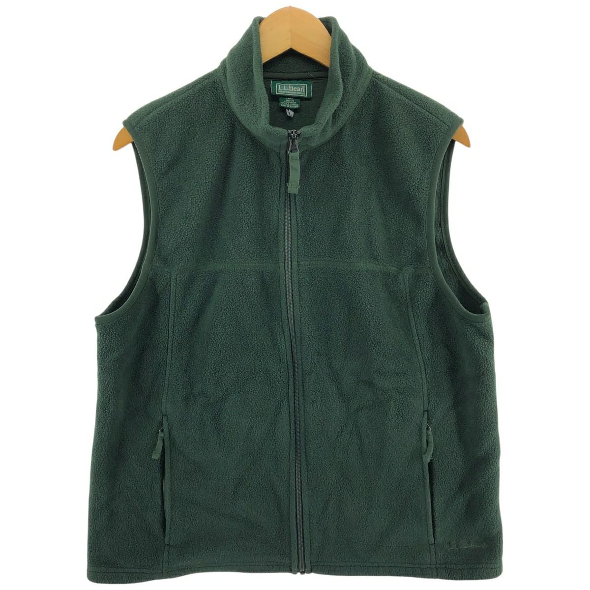 80s90s エルエルビーン フリースベスト USA製 L グリーン フルジップ 古着 エルエルビーン L.L.Bean フリースベスト メンズM相当 /eaa507346