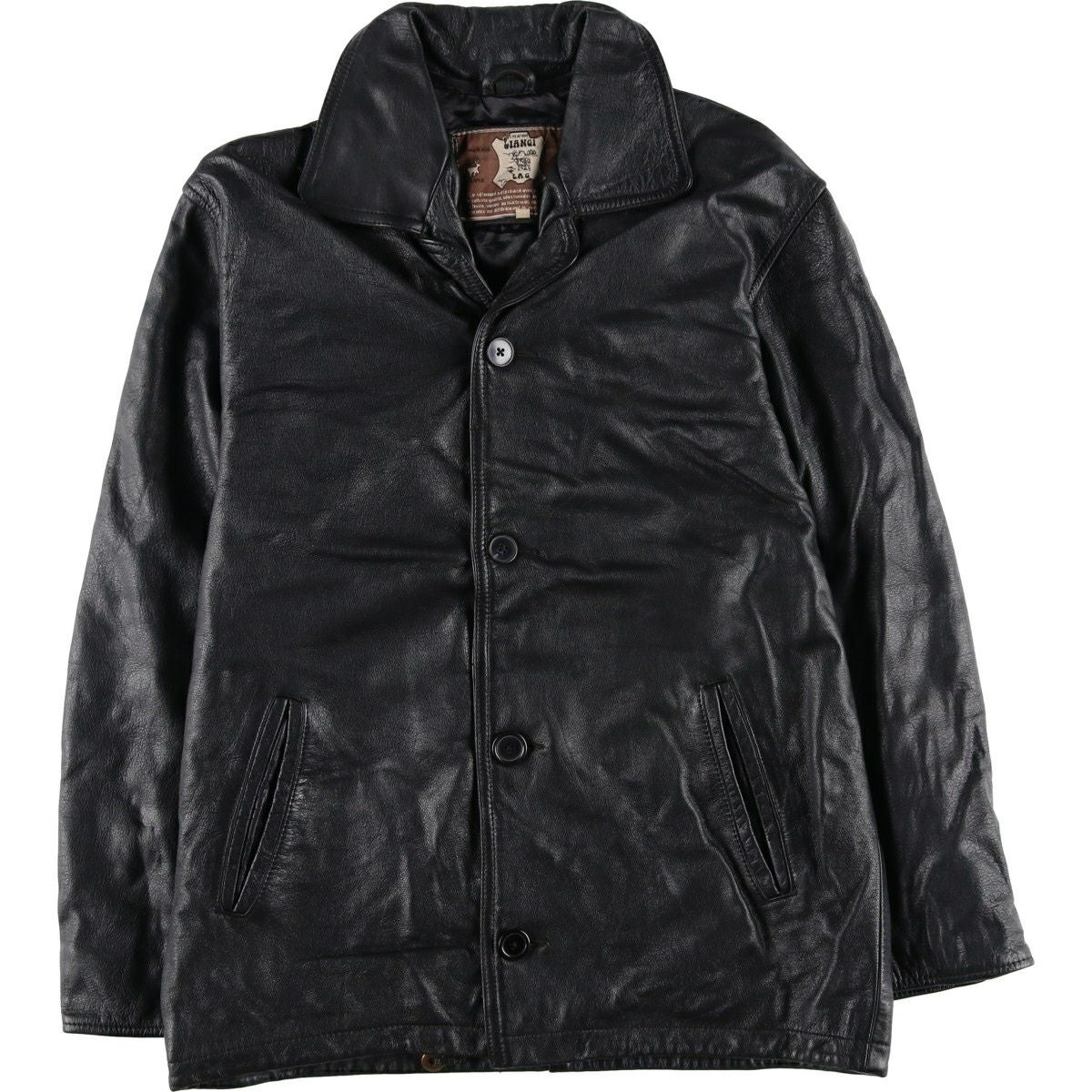 古着 CREATION GIANGI L.A.G. オープンカラー レザーカーコート メンズ