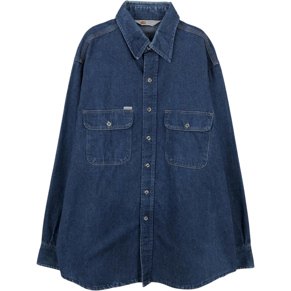 古着 カーハート Carhartt 長袖 デニム ウエスタンシャツ メンズM相当