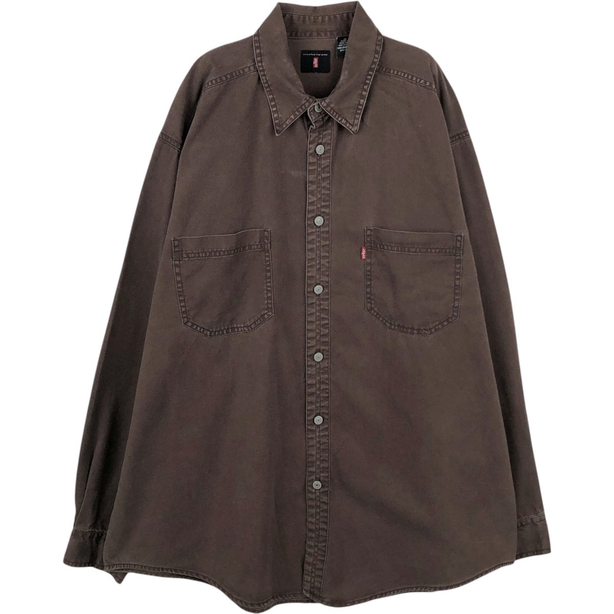 old Levi's コットンリネンジップボックスシャツ 初期 RED 名作 古着 リーバイス Levis RED TAB 長袖 デニムシャツ メンズXL相当