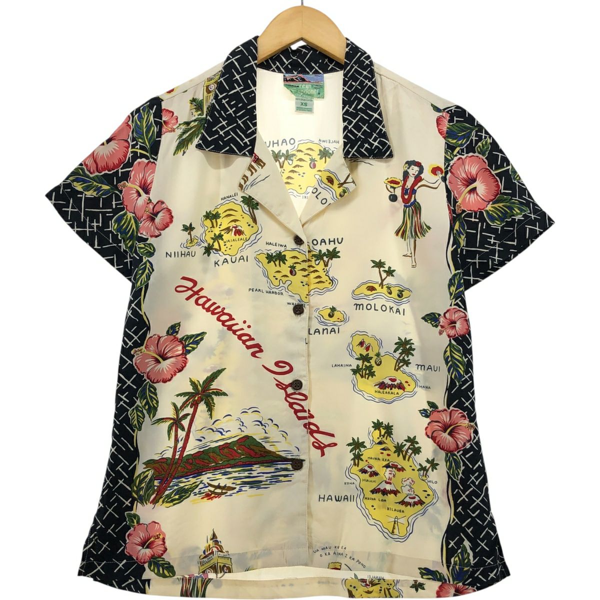 Reyn Spooner レインスプーナー 1980～90s ダイヤモンドヘッドタグ ハワイアンシャツ M Beige/Navy ヴィンテージ 半袖 アロハシャツ 総柄 トップス【中古】【Reyn Spooner】 古着 80～90年代 レインスプーナー REYNSPOONER ダイヤモンドヘッド