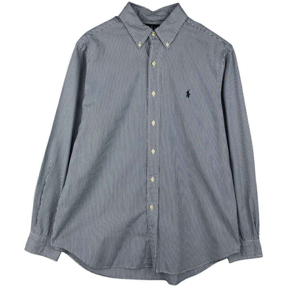 値下げRRL Ralph Lauren 長袖シャツジャケットMグレー ストライプ 古着 ラルフローレン Ralph Lauren CLASSIC FIT マルチストライプ 長袖