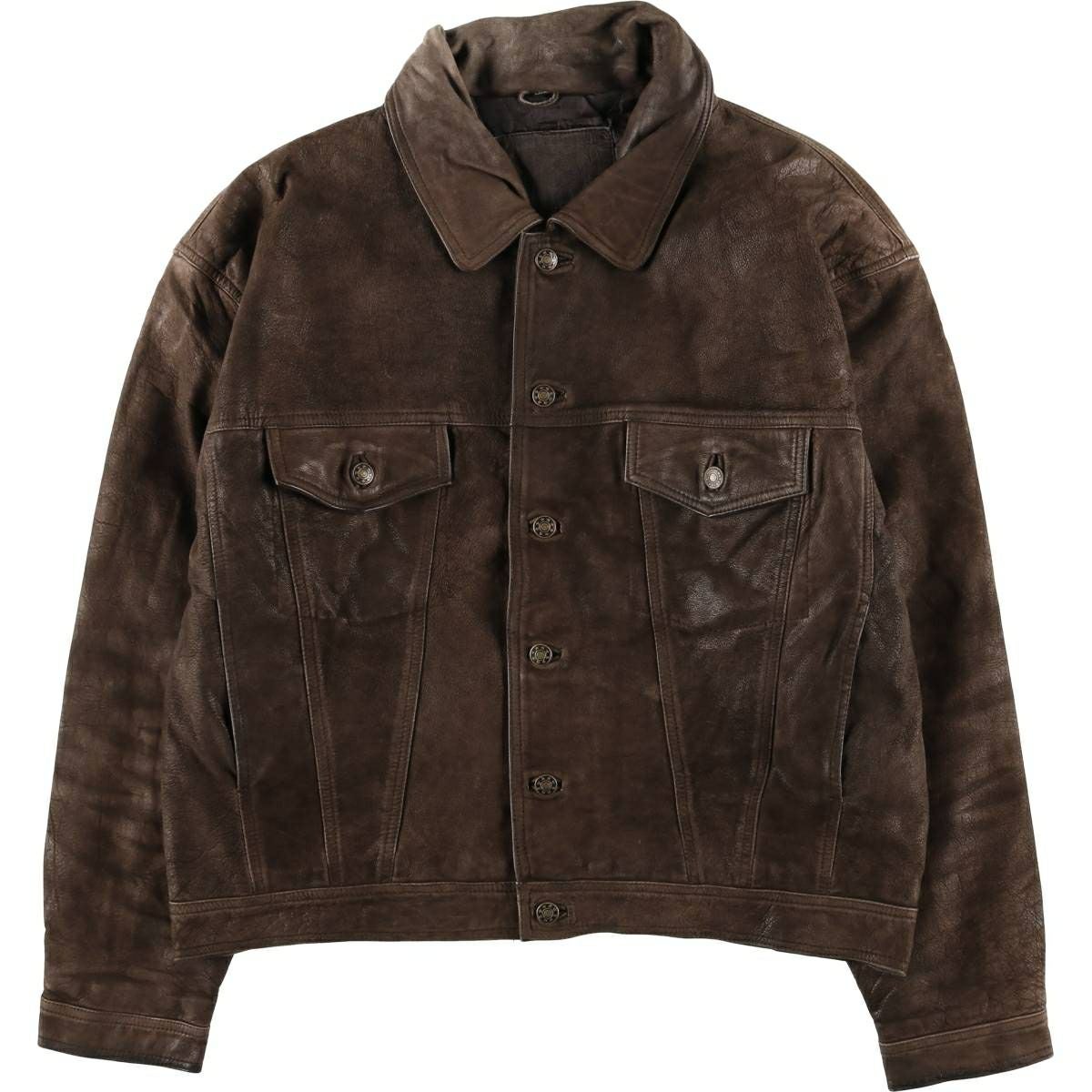 古着 PORTOBELLOS 中綿入り レザーブルゾン イタリア製 メンズXL相当