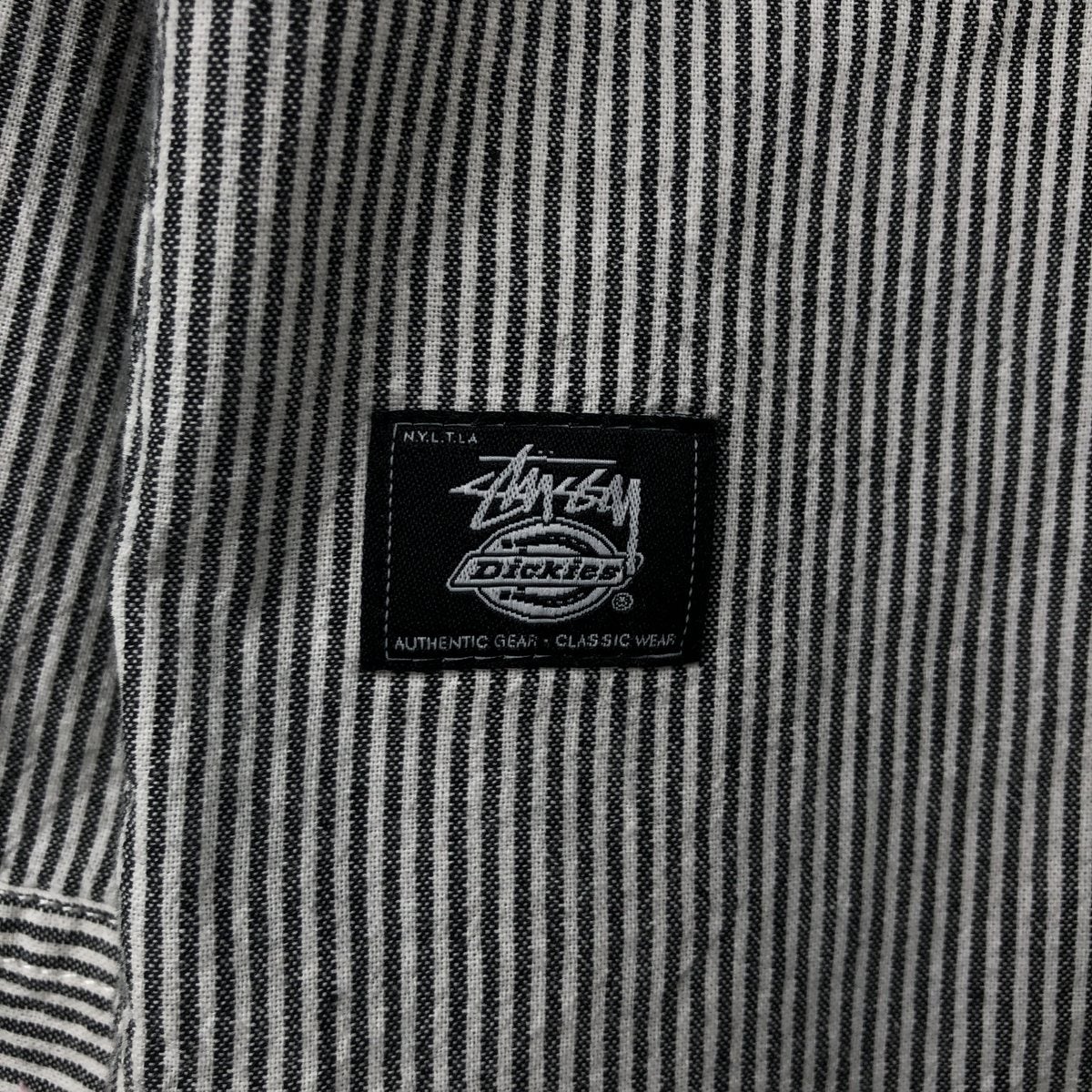 古着 ステューシー STUSSY Dickies 長袖 コットンストライプシャツ