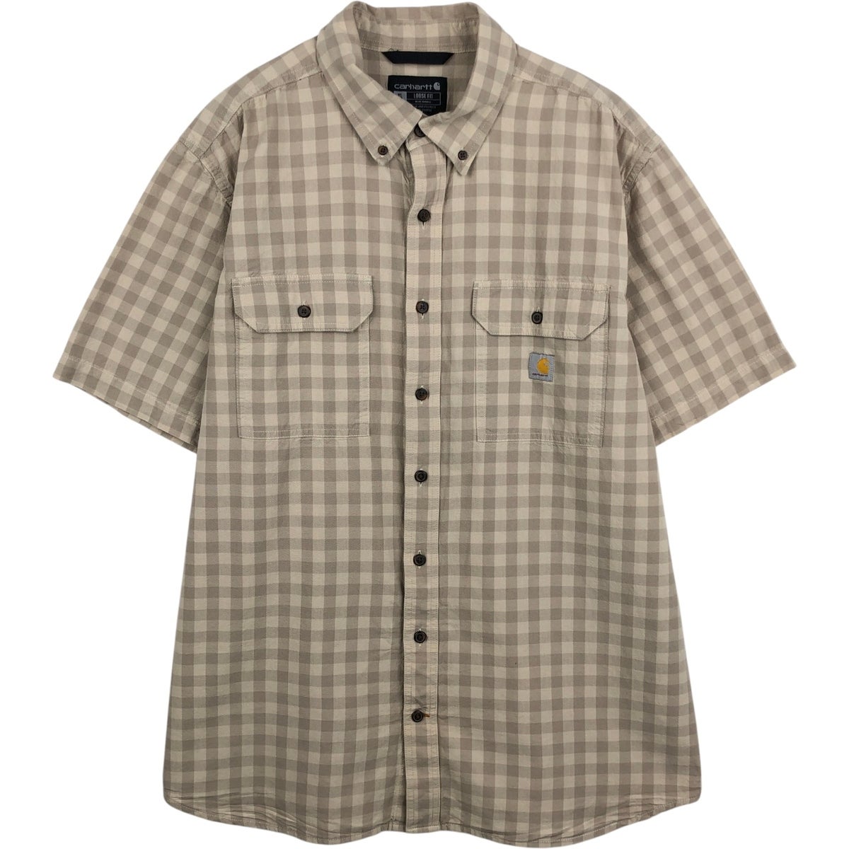 古着 カーハート Carhartt Loose Fit チェック柄 ボタンダウン 半袖