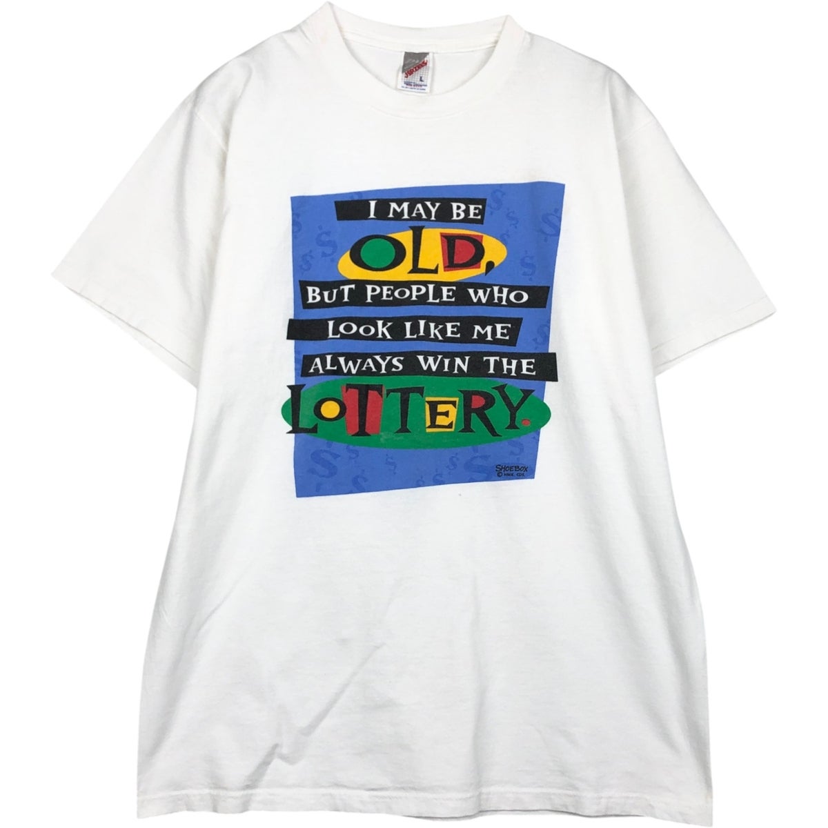 古着　９０s USA製　Tシャツジャージーズ　２X 白　ビックプリントネッシー. 古着 80～90年代 ジャージーズ Jerzees メッセージプリントTシャツ USA