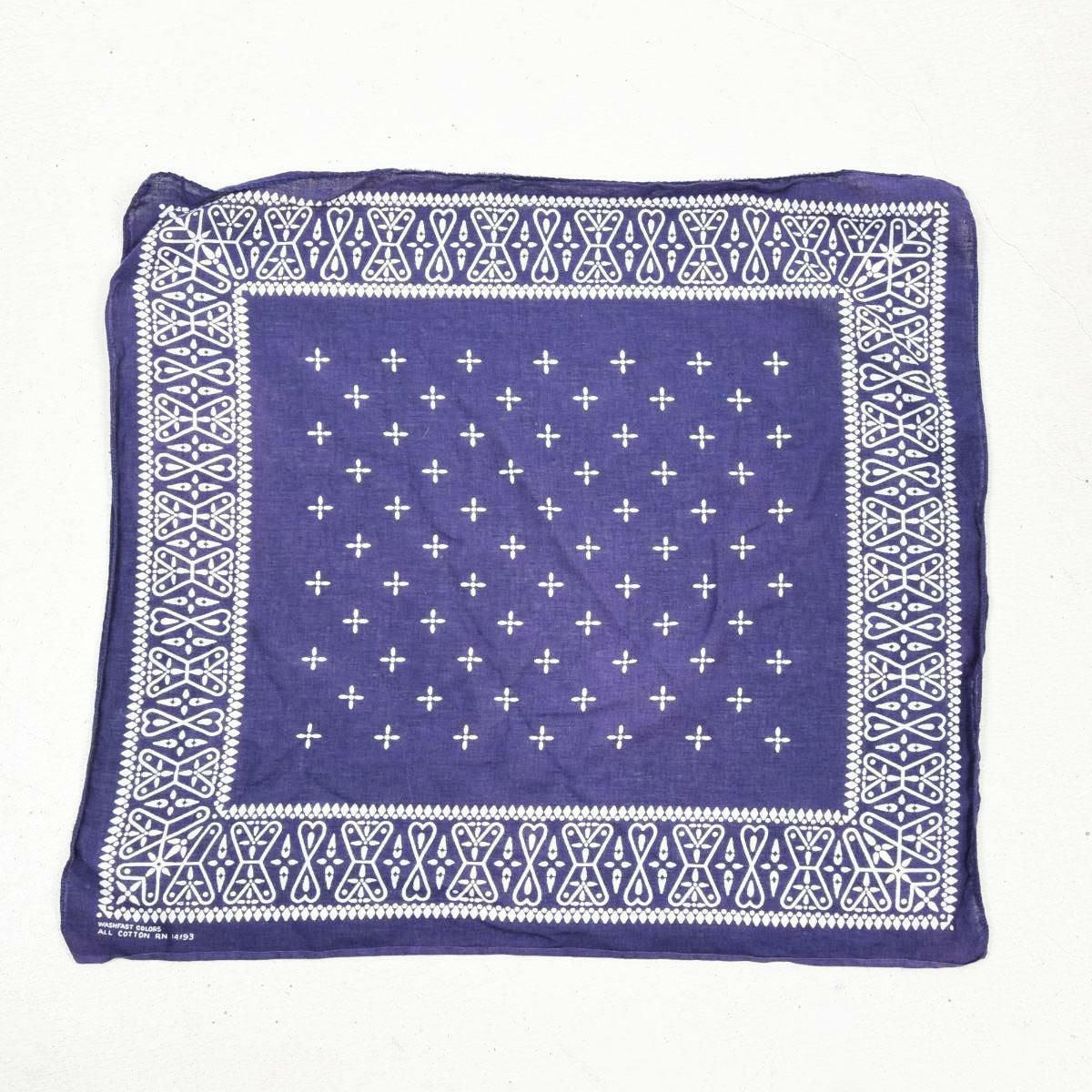 60年代 WASHFAST COLORS ALL COTTON RN 14193 クロス柄 バンダナ