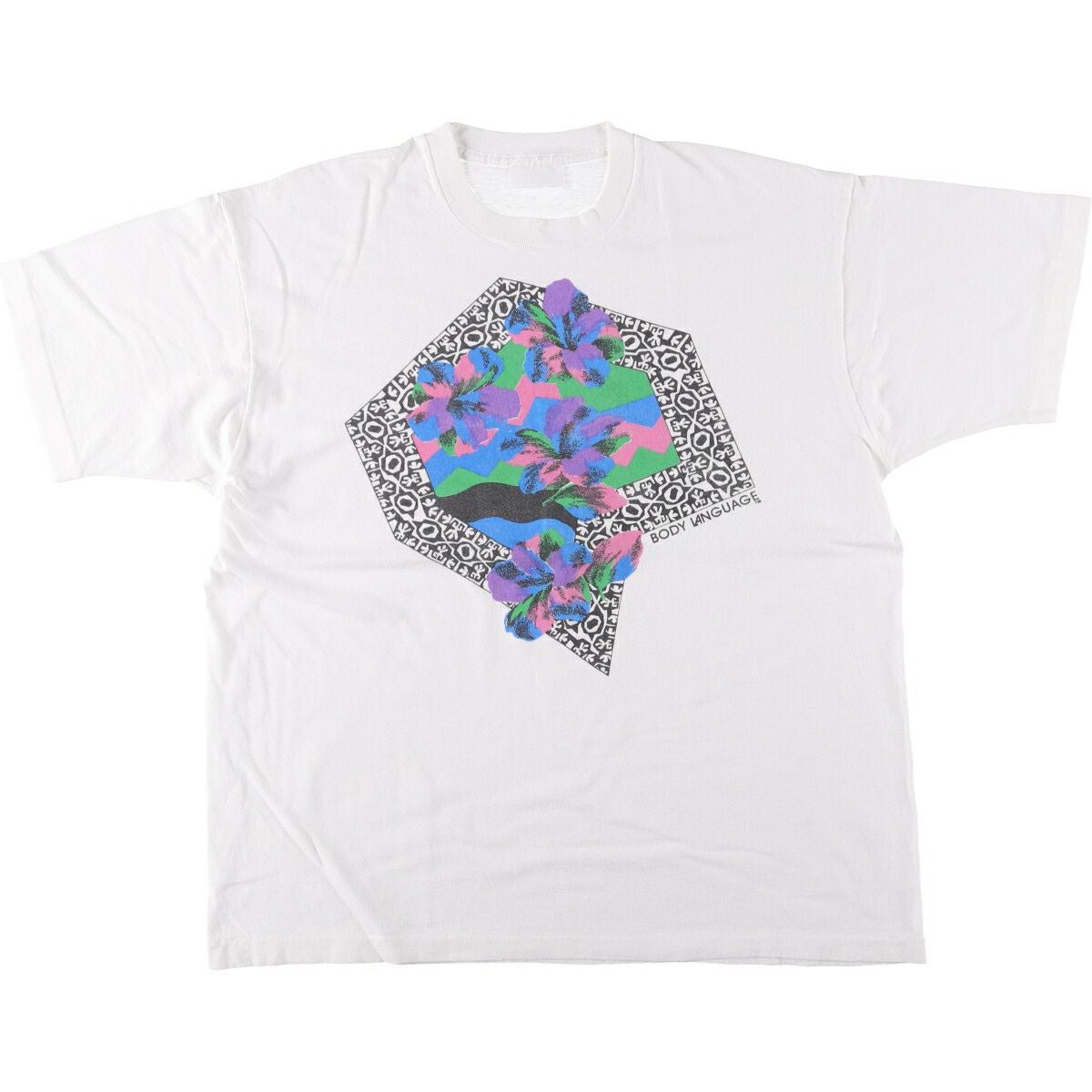 ETRO Tシャツ・カットソー -(S位) ブルーグレー系xピンク(花柄) 【古着】【中古】【送料無料】 古着 90年代 花柄 プリントTシャツ メンズXL相当 ヴィンテージ