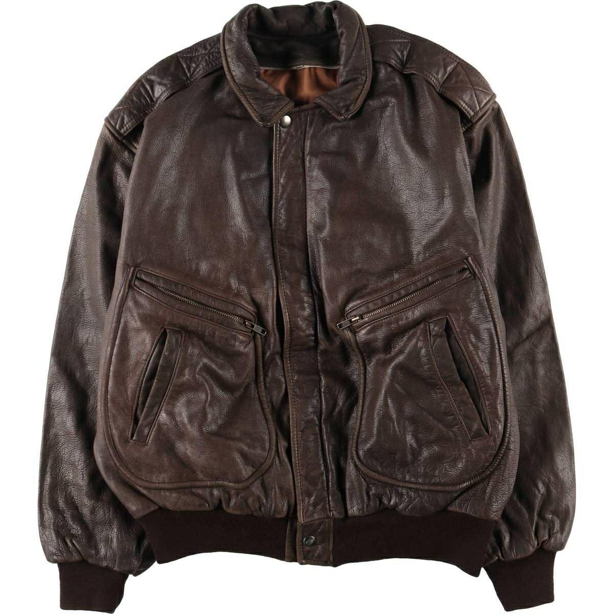 古着 シェビニオン CHEVIGNON レザーフライトジャケット メンズL相当