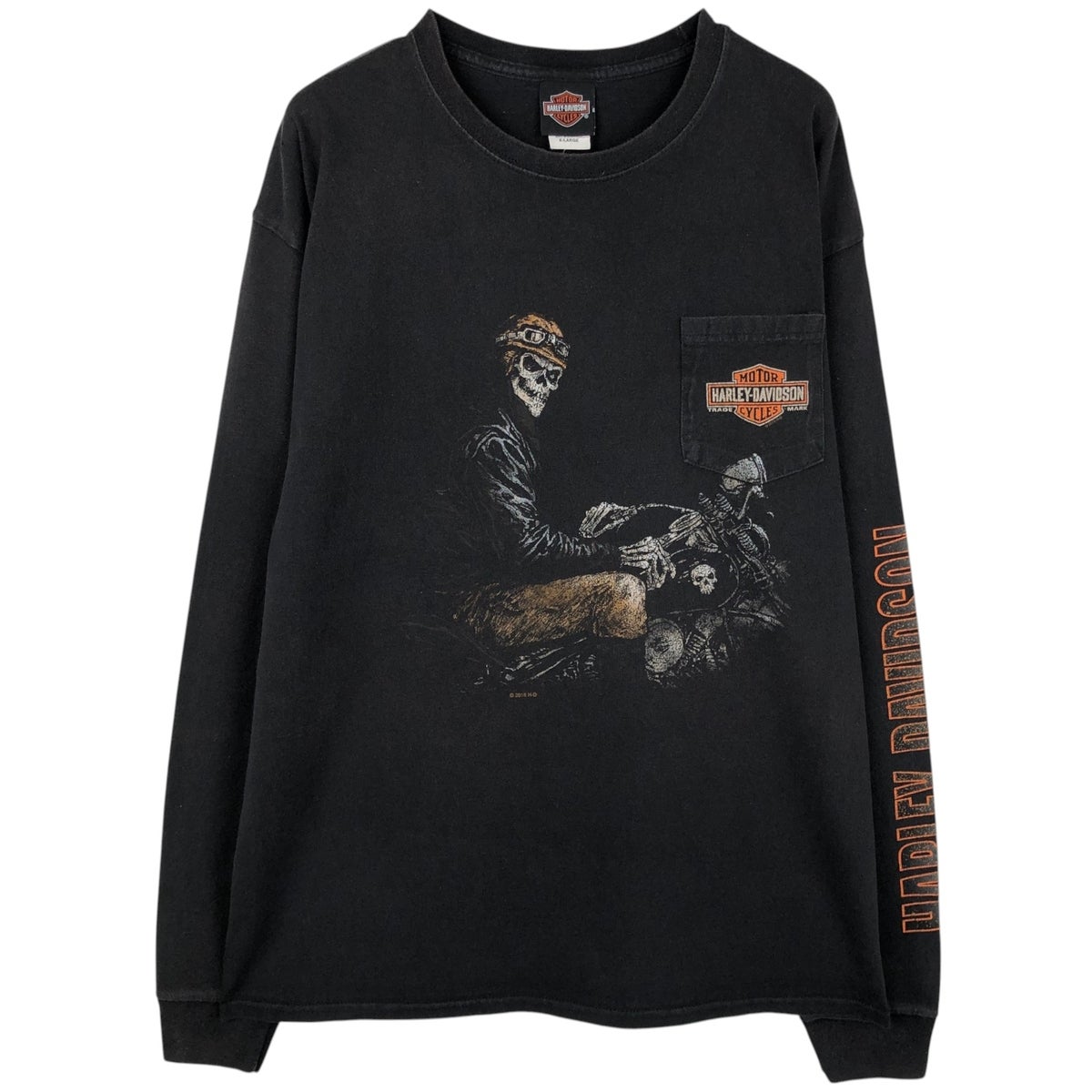 古着 ハーレーダビッドソン Harley-Davidson ドクロ柄 スカル柄 ロング