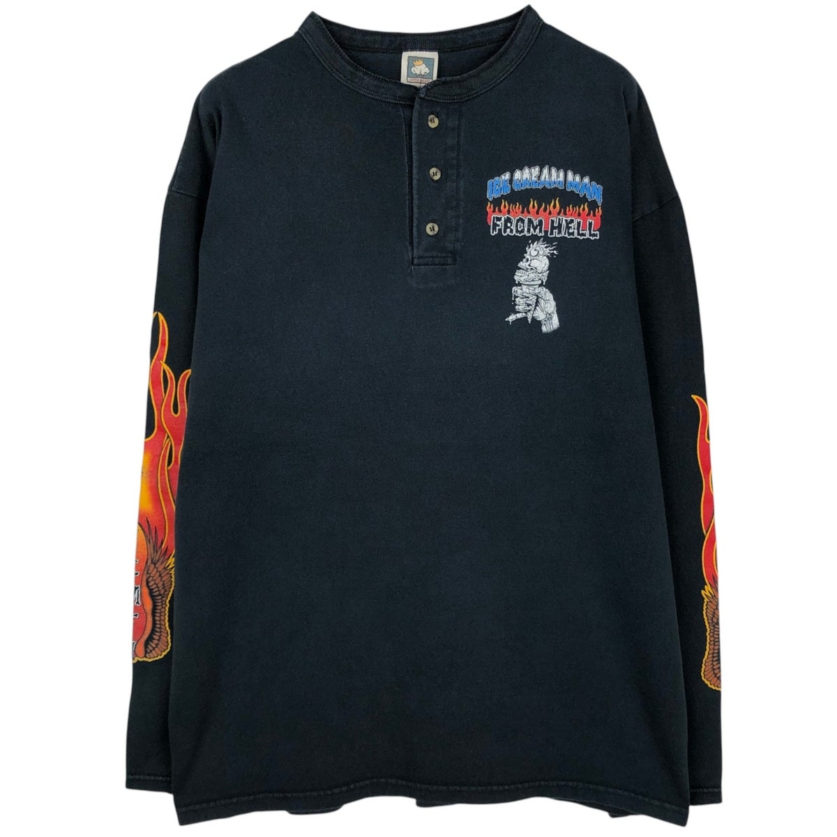 d.i.a. 背中編み上げ　ロンT ドクロ　長袖　フード　ブラック　ゴールド　S 古着 ALSTYLE ドクロ柄 スカル柄 ロングTシャツ ロンT メンズXXL相当