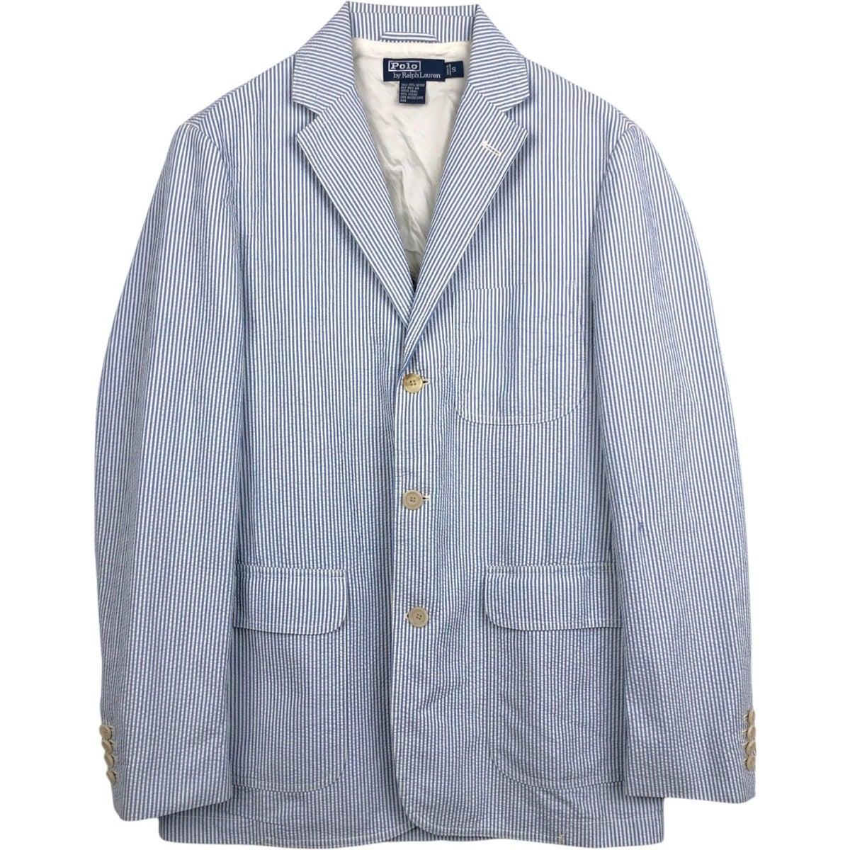 古着 ラルフローレン Ralph Lauren POLO by Ralph Lauren ストライプ柄 シアサッカー テーラードジャケット メンズS相当/eaa650801 古着 ラルフローレン Ralph Lauren POLO by Ralph Lauren ストライプ柄